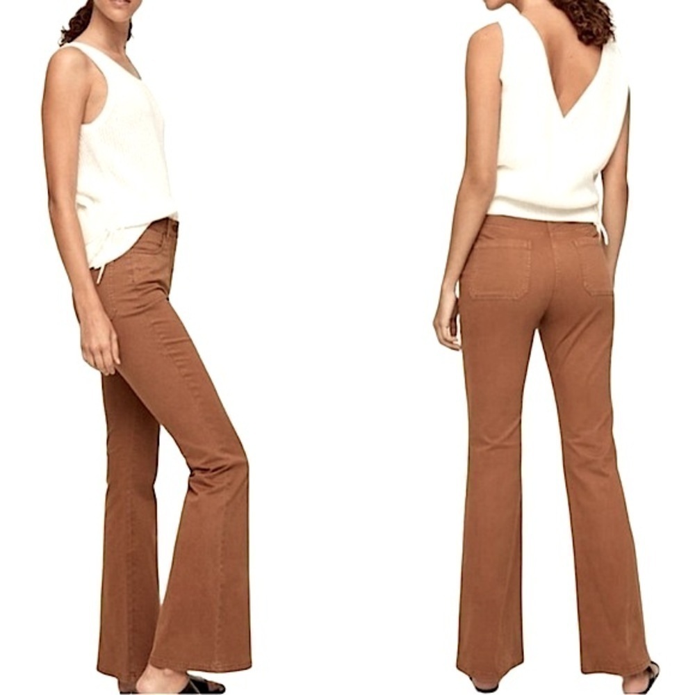Aritzia Babaton Jilly Denim Pants Sz 2 Brown Flared Leg Boot Cut High Rise